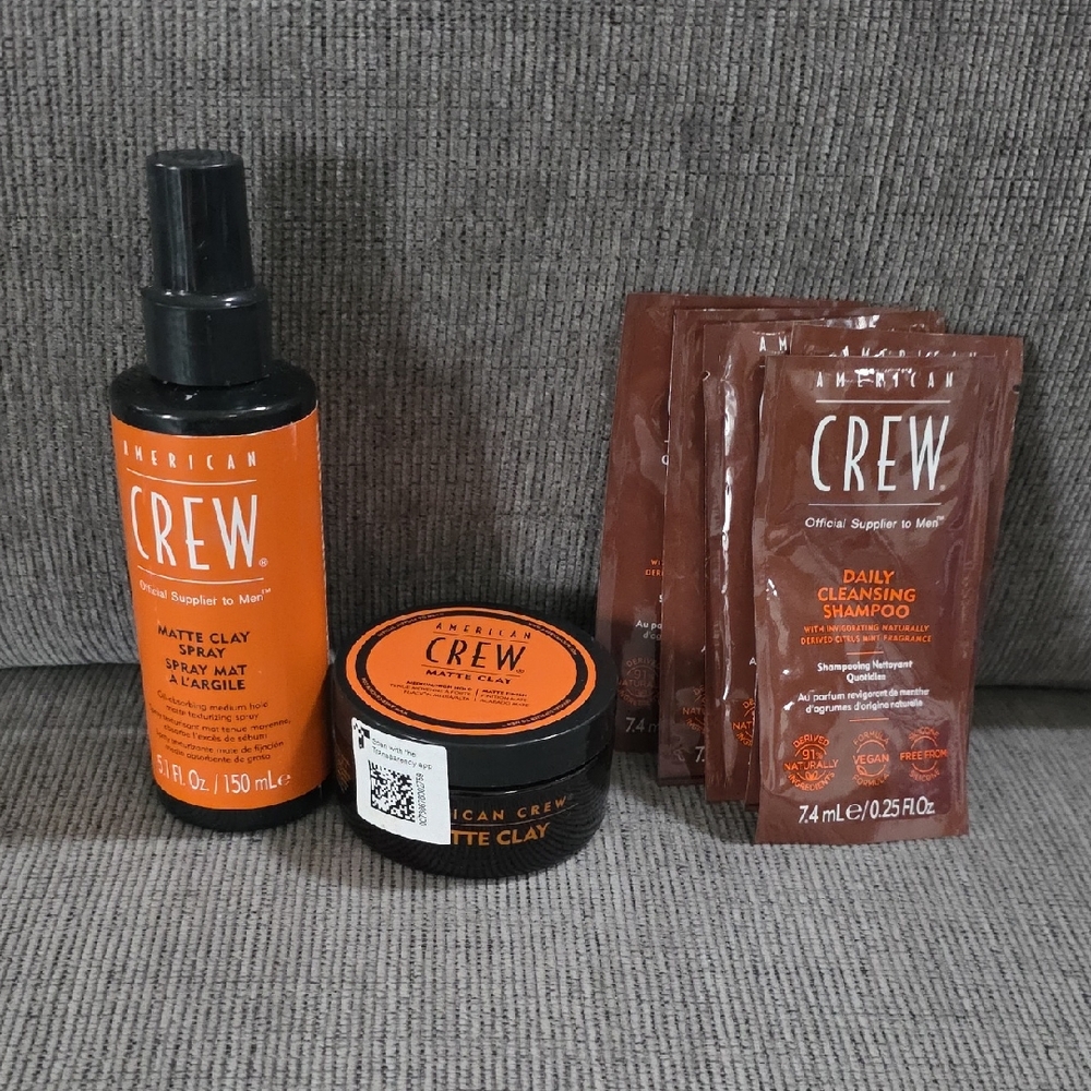 American Crew‎ Matte Clay Spray And Matte Clay + Shampoo Samples, New.